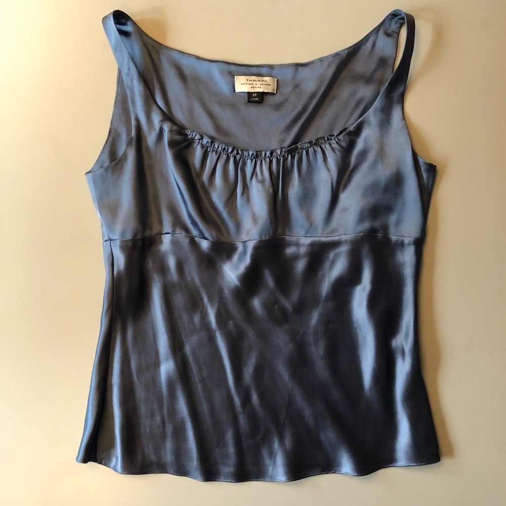 Tahari Blue Silk Top Sz 2P